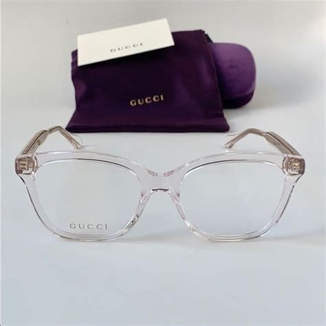 light pink see through gucci glasses frame|clear pink gucci glasses.